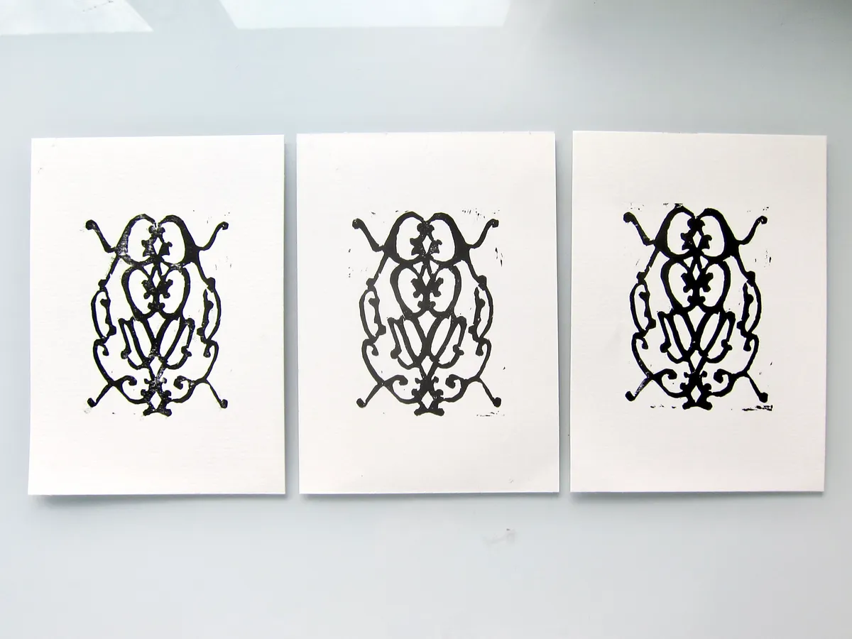 Bug linocut print